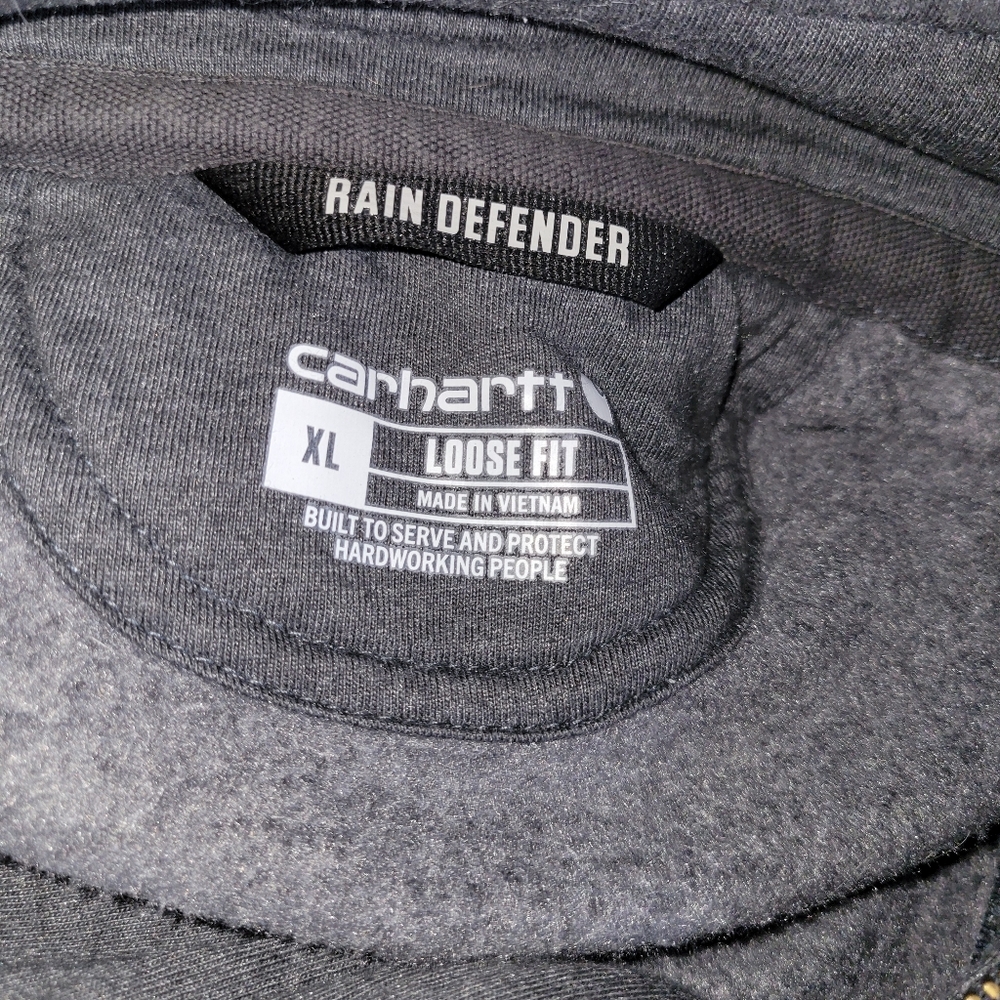 Carhartt Mens Rain Defender Loose Fit Heavyweight Quarter Zip Swearshirt Gray XL - Picture 7 of 9